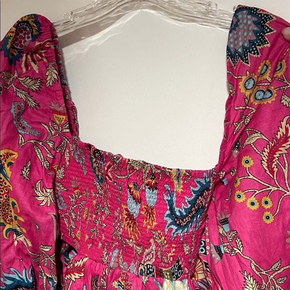 Charina Sarte Vibrant Pink Bohemian Talaia Cut Out Mini Dress NWT